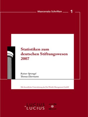 cover image of Statistiken zum Deutschen Stiftungswesen 2007